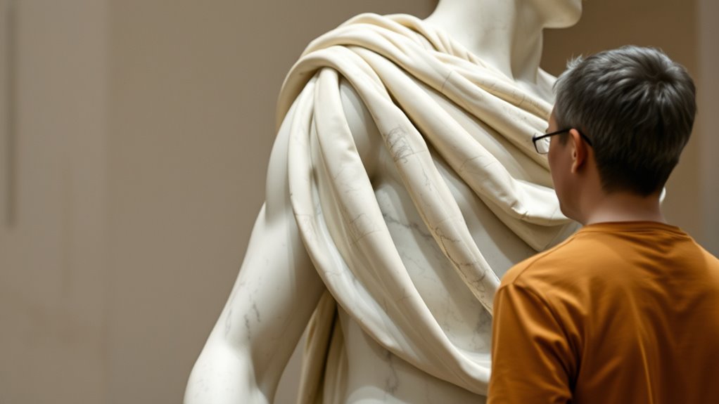 observe sculpture from afar