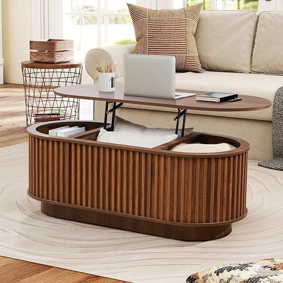 oval coffee table with storage