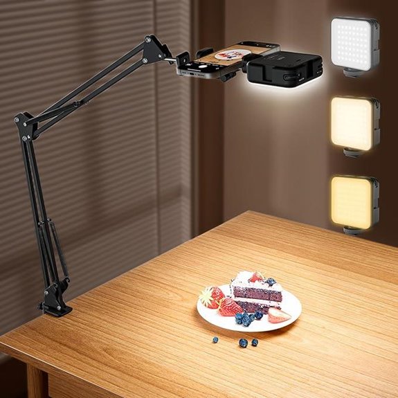 Overhead Phone Mount with Selfie Light & Tripod