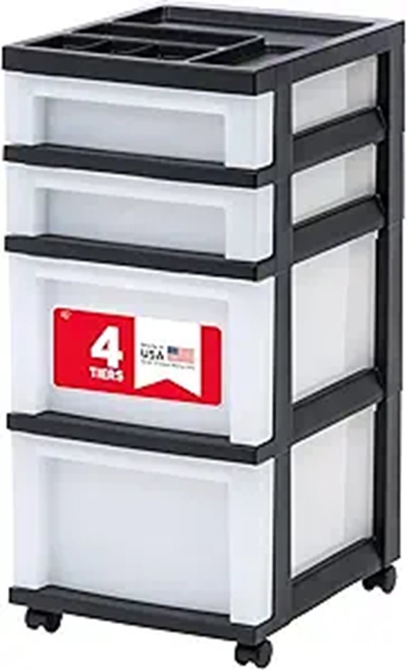 IRIS 4-Drawer Plastic Rolling Storage Cart