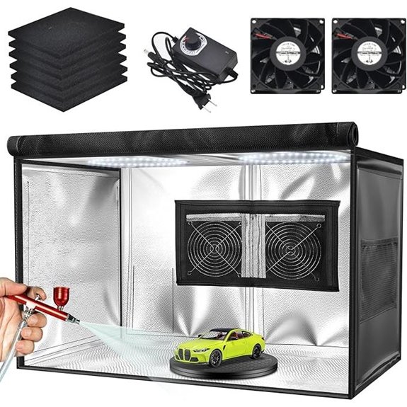 Portable Airbrush Spray Booth with Fans & LED Lights