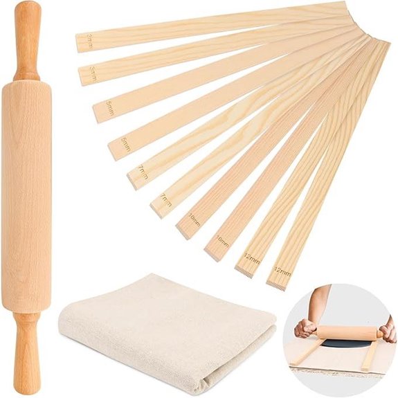 Pottery Tools Set with Slab Roller and Guides