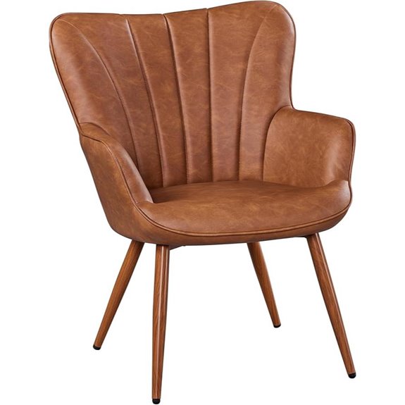 Yaheetech PU Leather Accent Armchair with Metal Legs