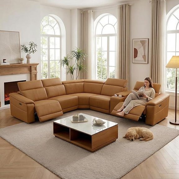 Power Recliner Sectional Sofa with Storage and Cup Holders