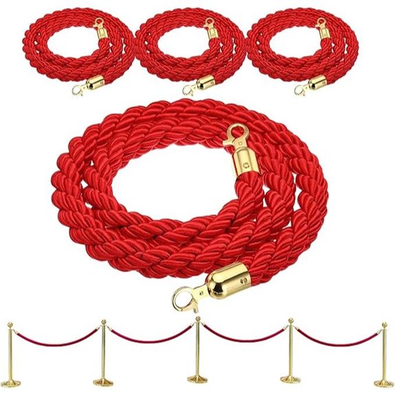 4-Piece Red VIP Rope Stanchion Set with Hooks