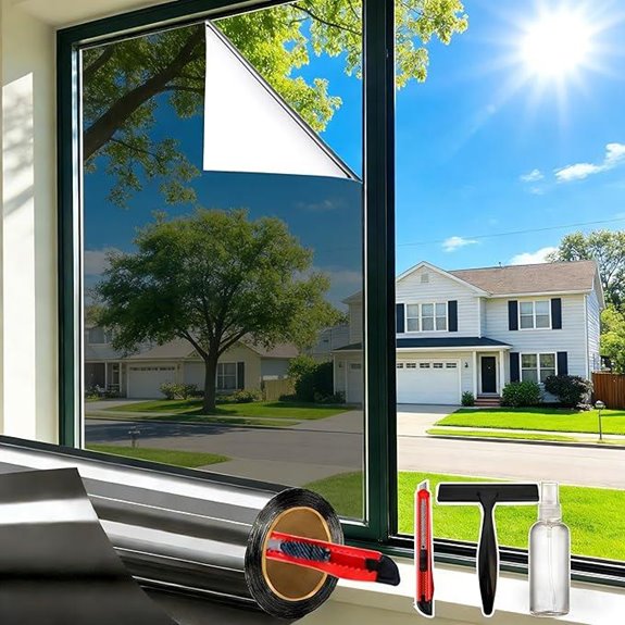One Way Window Privacy Film Reflective Mirror Black-Silver