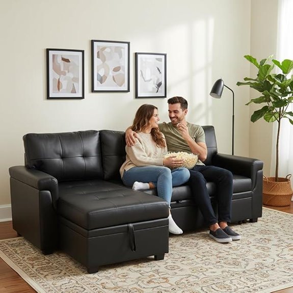 Multifunctional Reversible Sectional Sofa with Pull-Out Bed