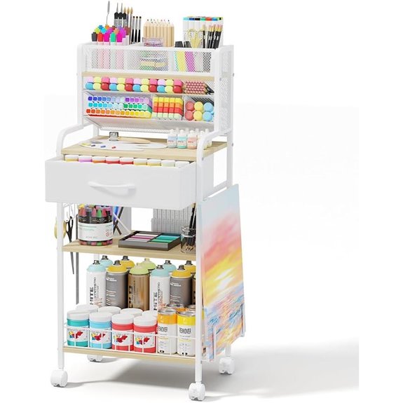 3-Tier Rolling Art Cart with Storage Drawer