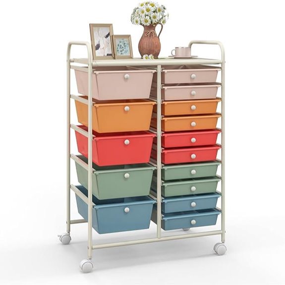 Giantex 15-Drawer Rolling Cart for Classroom and Home