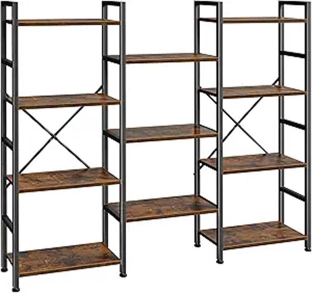 SUPERJARE 4-Tier Rustic Bookcase with 11 Shelves