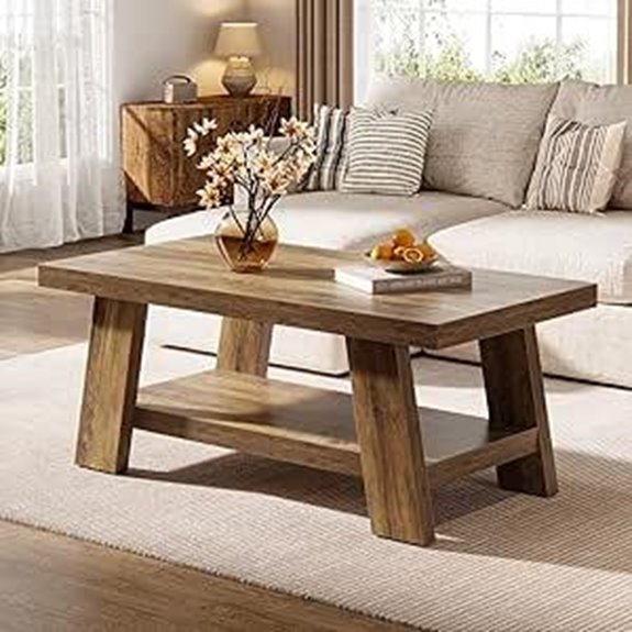 Tribesigns Rustic Coffee Table with Storage Shelves