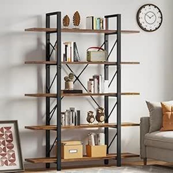 DWVO 5-Tier Rustic Industrial Bookcase