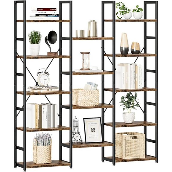 NUMENN 5-Tier Rustic Industrial Bookshelf
