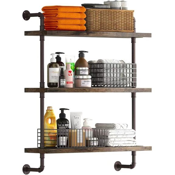 Helsin 3-Tier Rustic Pipe Wall Shelf for Home