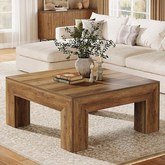 Tribesigns 39.4-Inch Rustic Square Coffee Table