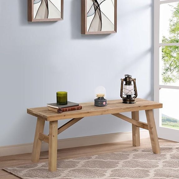 Wnutrees Rustic Wood Entryway Bench 43