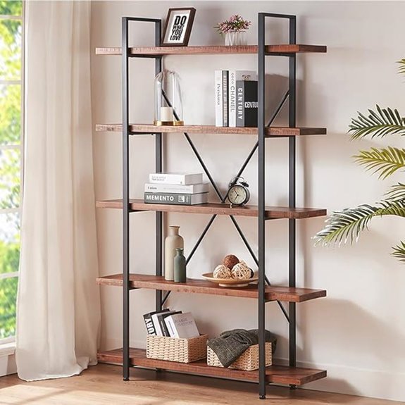 HSH 5-Tier Rustic Wooden Bookshelf