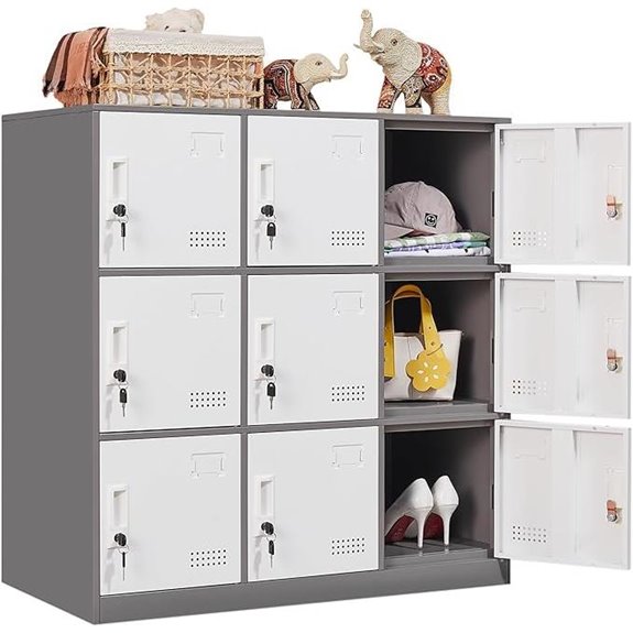 Multi-Door Steel Locker Organizer with Locking Doors