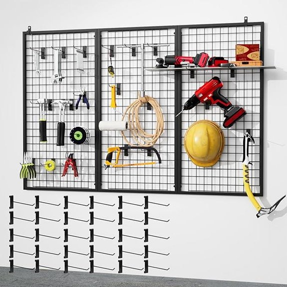 3pcs Wire Grid Wall Panels with Hooks