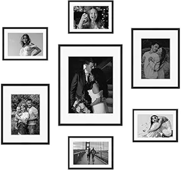 Frametory Black Aluminum Picture Frame Set of 7