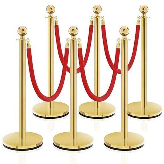 6PCS Crowd Control Stanchions with Red Ropes