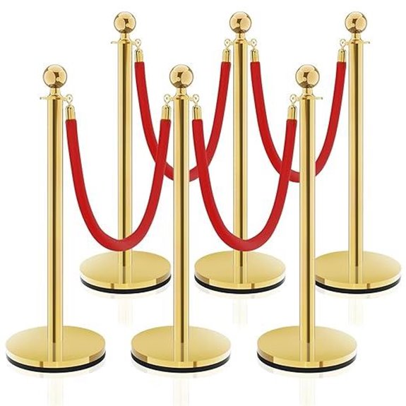6PCS Crowd Control Stanchions with Red Velvet Rope