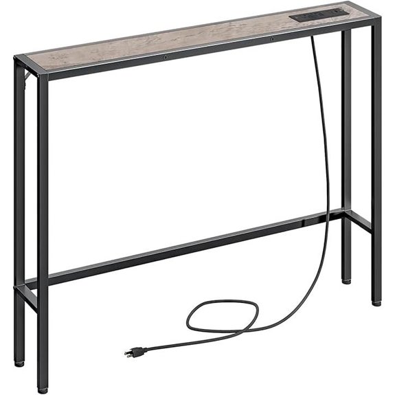 slim sofa console with charging