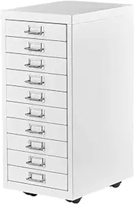 Mini 10-Tier Metal File Organizer with Wheels
