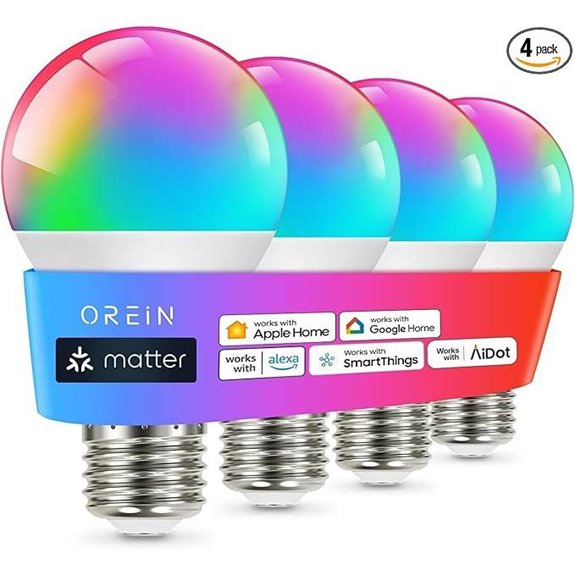 OREiN Smart Light Bulb 4-Pack with App & Voice Control