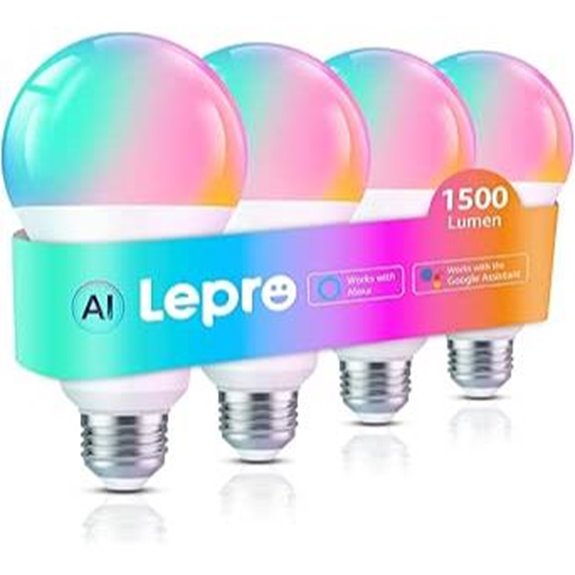 Lepro B3 AI Smart RGBW Light Bulbs (4 Pack)