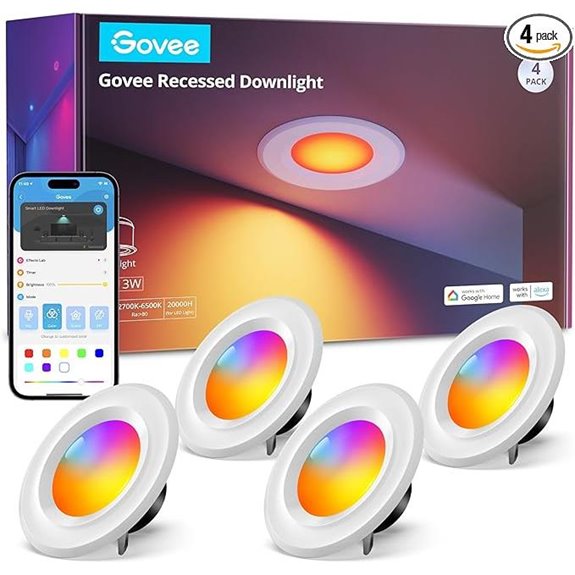 Govee 6-Inch Smart Recessed RGBWW Can Lights (4 Pack)