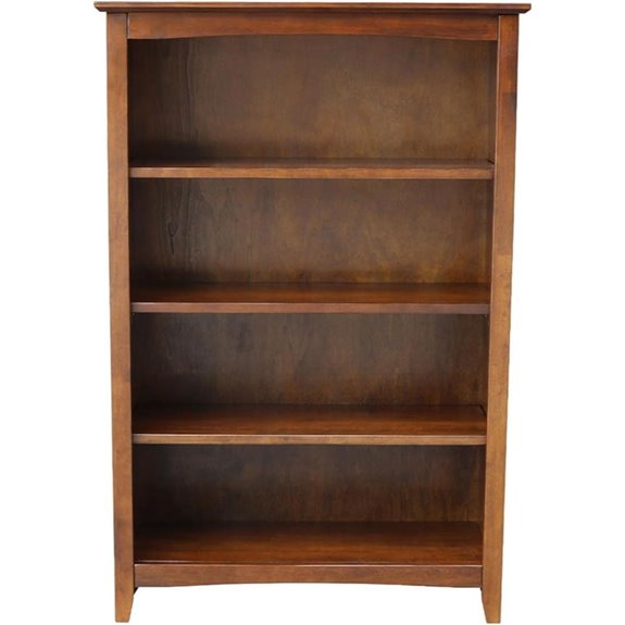 Solid Wood Bookcase with Adjustable Shelves