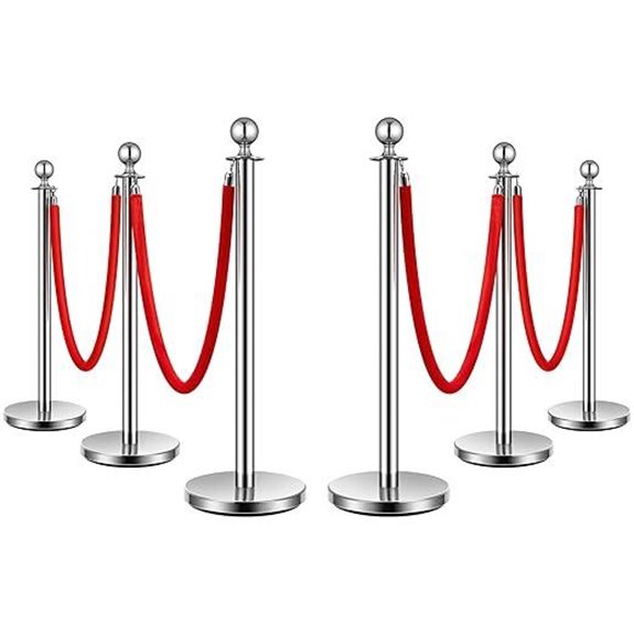 VIVOHOME Stainless Steel Queue Barrier Set (6 Pieces)