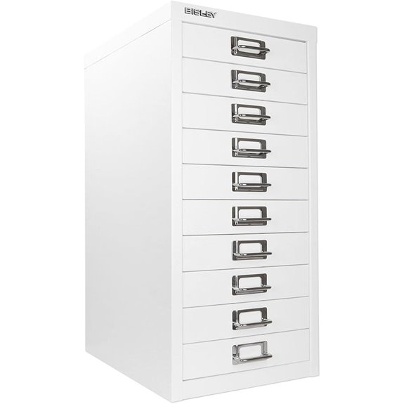 Bisley 10-Drawer Steel Cabinet with Handles and Labels