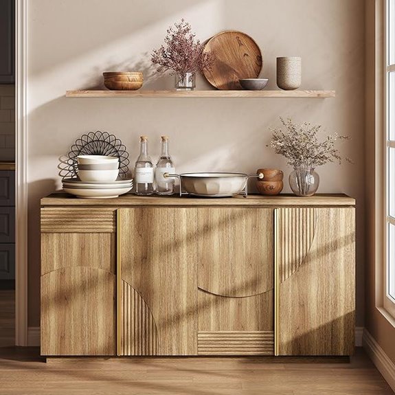 Belleze 62-Inch Mid-Century Modern Sideboard Buffet