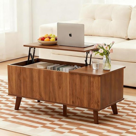 Fluted Lift Top Coffee Table with Storage