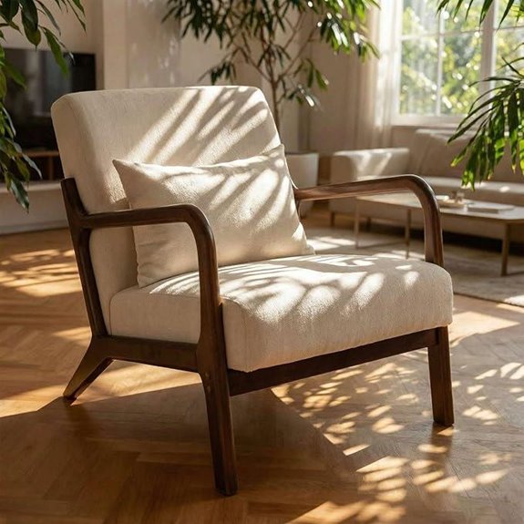 Mid Century Modern Wooden Lounge Chair with Cushion