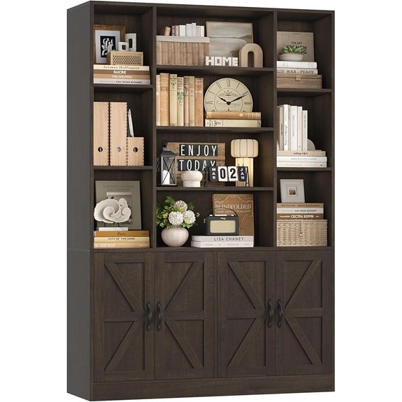 HOSTACK 75” Tall Bookcase with Storage Doors