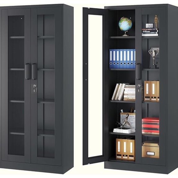 SISESOL Metal Locking Glass Display Cabinet 67 Tall