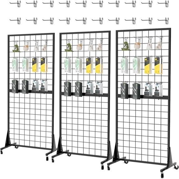 3-Pack 2'x5.5' Gridwall Display Panels with Hooks