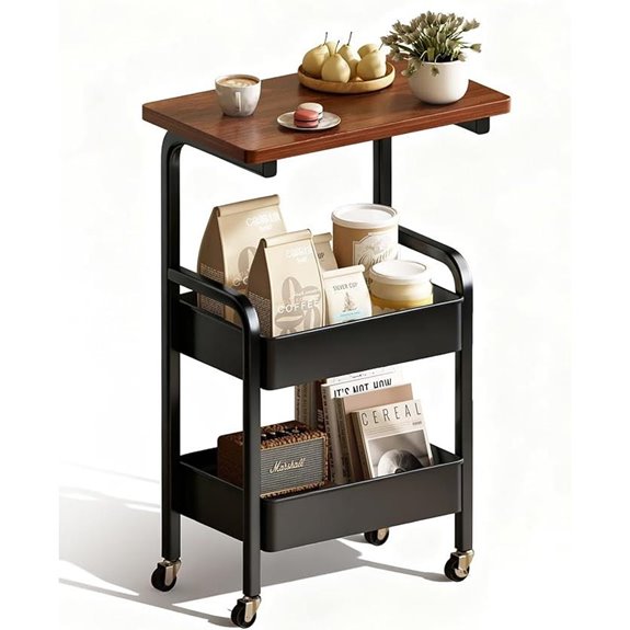3-Tier Metal Rolling Utility Cart with Lockable Wheels