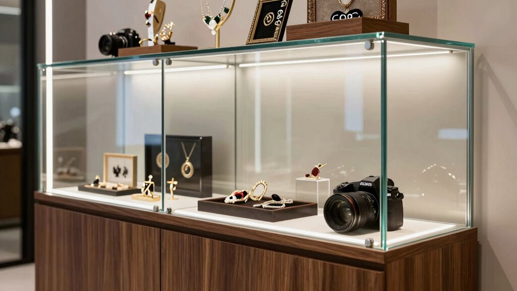 top led glass cabinets