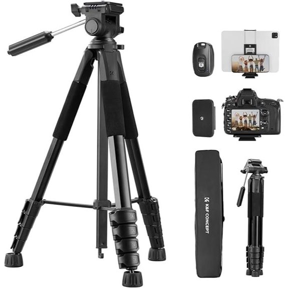 K&F Concept 75 Travel Tripod with Phone Clip