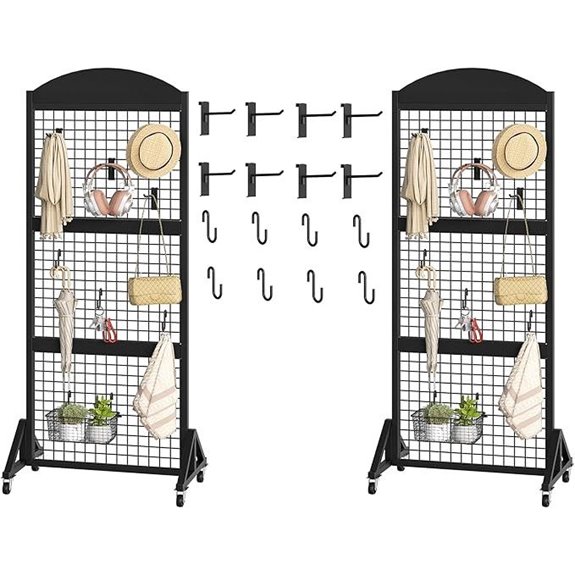 Grid Wall Panel 2-Pack with Hooks and Wheels
