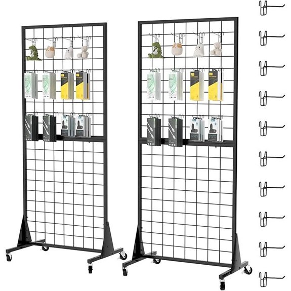 2-Pack 2'x5.5' Gridwall Display Stands with Triangle Base
