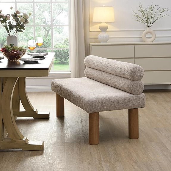 GDFStudio Upholstered Boucle Dining Bench with Backrest