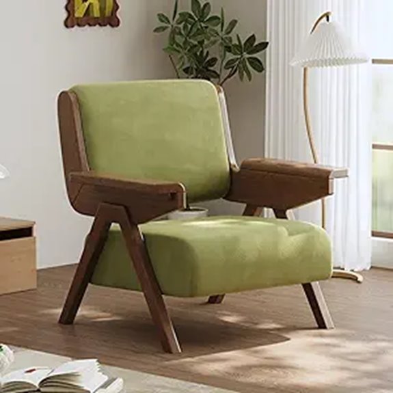 Mid-Century Velvet Accent Chair with Wood Frame