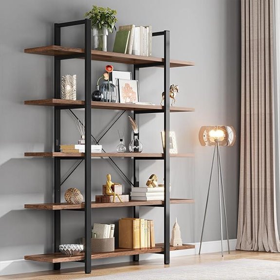 Tribesigns 5-Tier Vintage Industrial Bookshelf