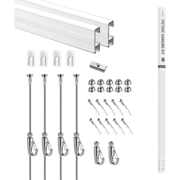 Picture Hanging Kit with Rails Cables Hooks Hardware