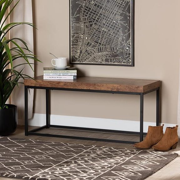 Baxton Studio Bardot Benches Walnut Brown/Black